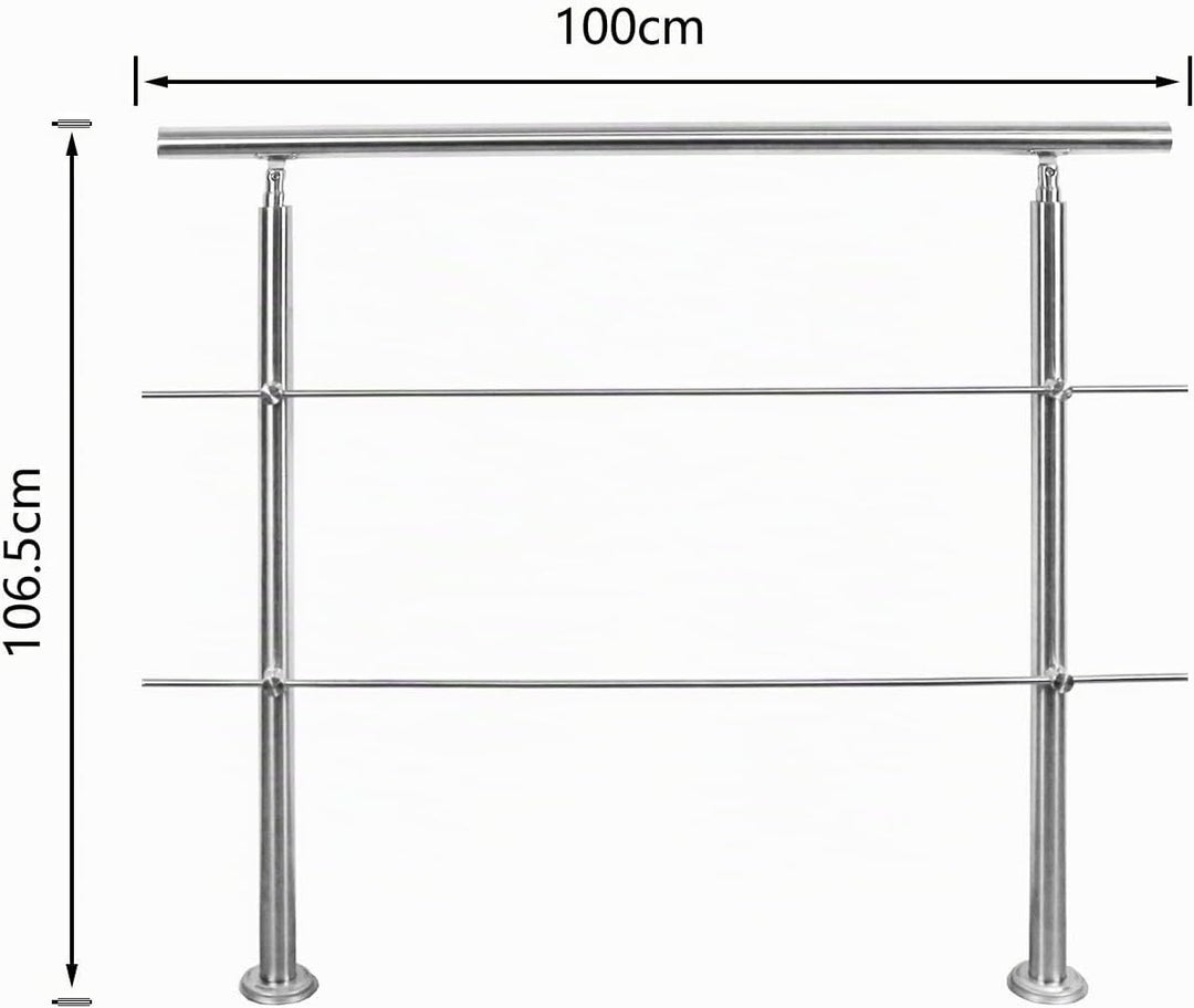 Tubiaz Edelstahl Handlauf Treppengeländer Geländer für Treppen Brüstung Balkon 100CM mit 2 Querstreb