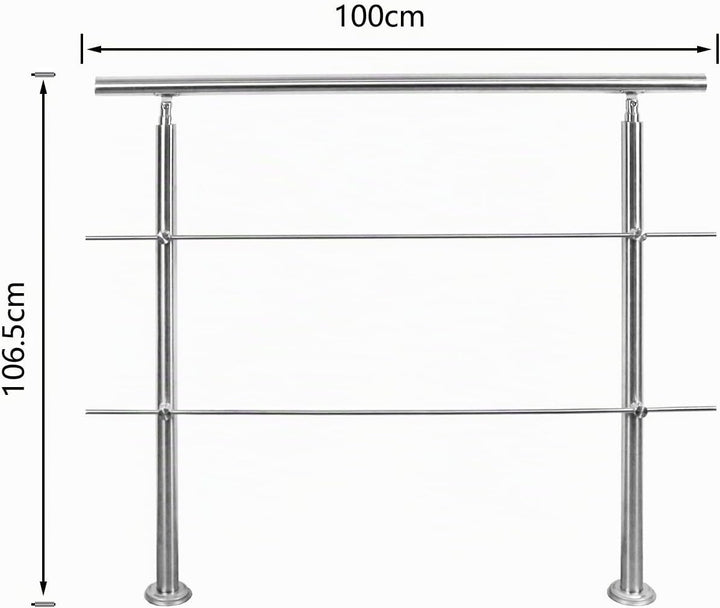 Tubiaz Edelstahl Handlauf Treppengeländer Geländer für Treppen Brüstung Balkon 100CM mit 2 Querstreb
