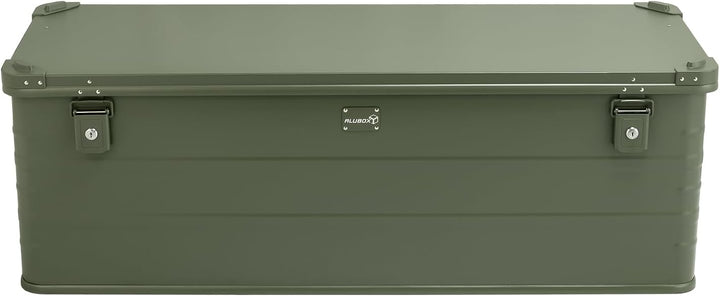 Alubox Alukiste abschliessbar E159G OLIVGRÜN - Premium Lagerbox 159 Liter - Materialstärke 1mm - Dec