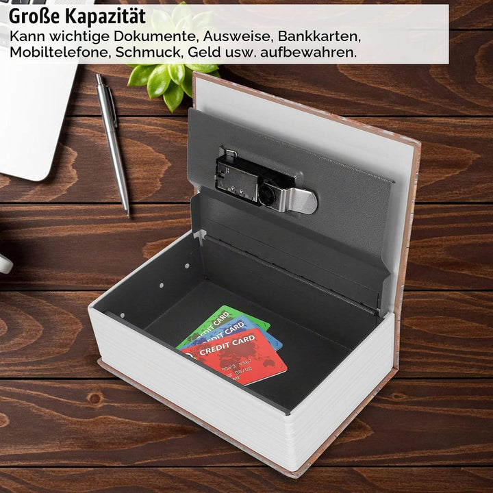 Buchsafe mit Zahlenschloss, Buchtresor Kreatives Simulationsbuch Safe Box Wörterbuch für Geld Schmuc