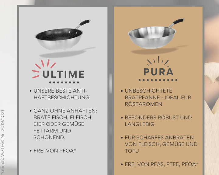 DIVORY Edelstahlpfanne 28cm – Ohne PTFE & PFOA, unbeschichtete Pfanne aus Edelstahl, Induktion geeig