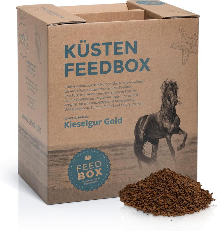 STRÖH Kieselgur Gold Pferd (13kg Feedbox) • Zur Unterstützung von Stoffwechsel & Fellwachstum • Mine