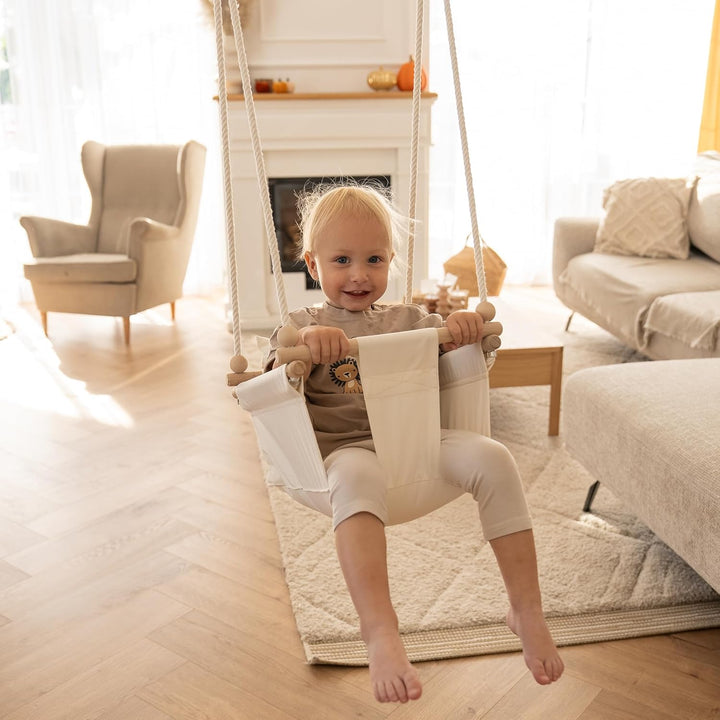 MAMOI® Babyschaukel, Baby schaukel Indoor, Kinderschaukel aus Holz, Holzschaukel für Kinder, Schauke