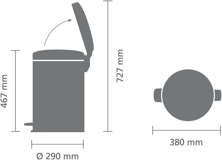 Brabantia - NewIcon Treteimer 20L - Medium Abfalleimer für Küche oder Schlafzimmer - Sanft Schliesse