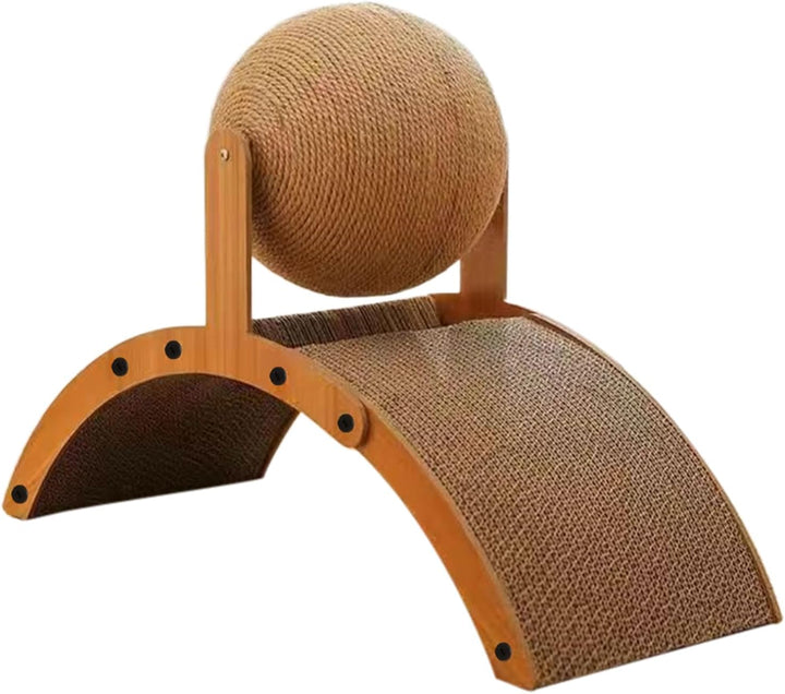 Cat Scratching Ball, Vertical Scratcher with Corrugated Base, Interactive Cats Scratchings Board, Du