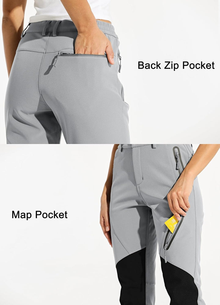 WILLIT Damen Schneehose Thermohose Gefüttert Wanderhose Wasserdicht Softshellhose Skihose Warm Trekk