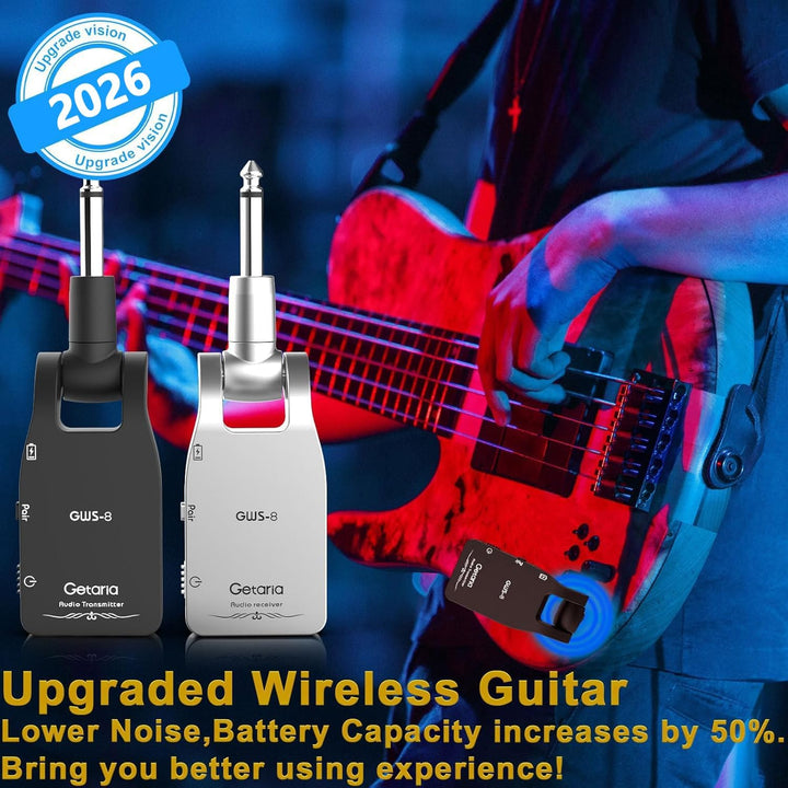 Getaria Aufgerüstet Wireless Gitarrensystem 2.4GHz E Gitarren Sender mit Kabellos Gitarre Transmitte