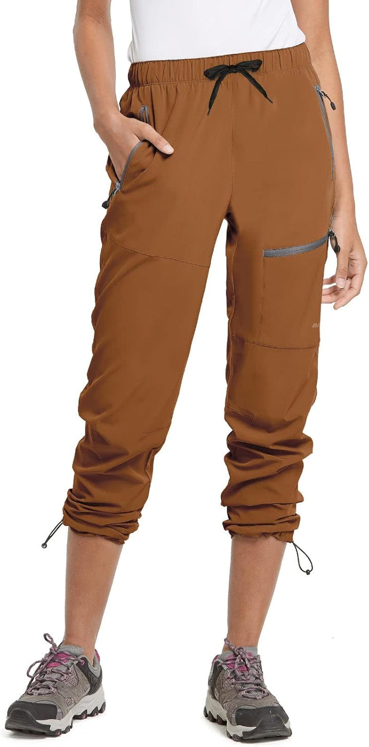 BALEAF Damen Outdoorhose Wanderhose Wasserdicht Schnelltrocknend Leicht Trekkinghose Capris UV Schut