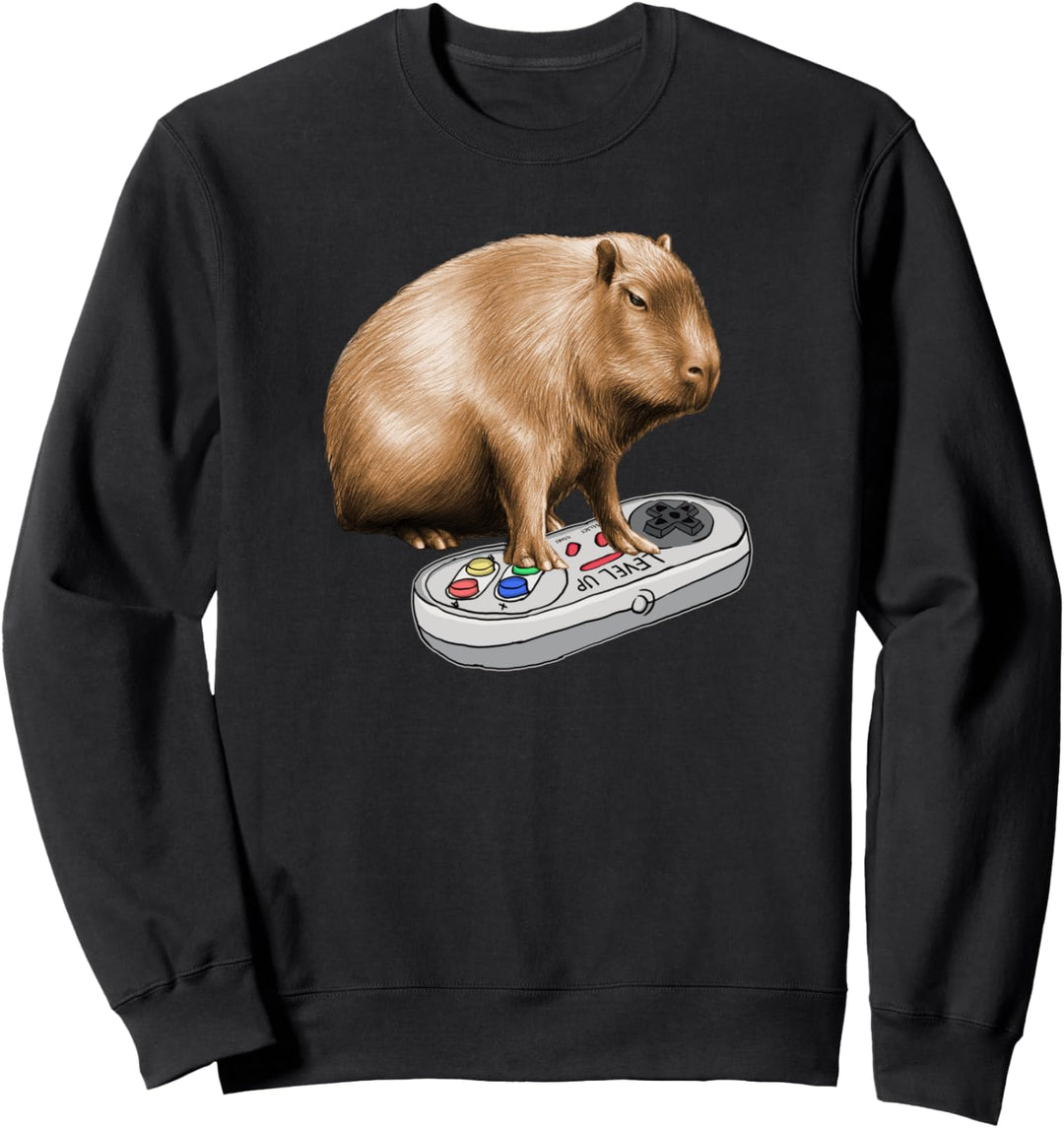 Capybara Playing Video Game Wildlife Animal Capybara Gamers Sweatshirt