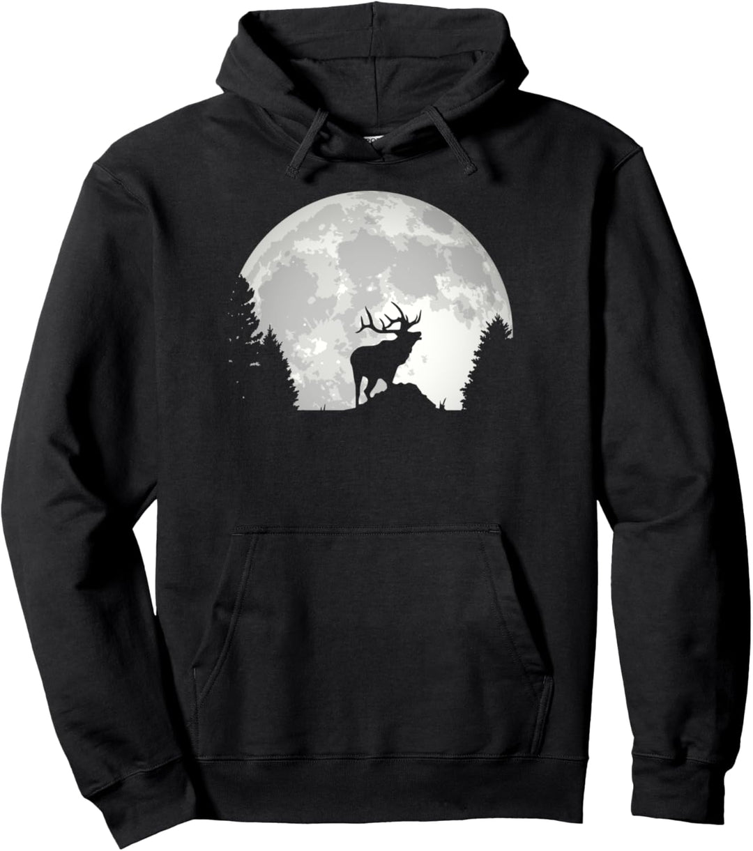 Rothirsch I Rotwild Vollmond Jagd Hirsch Motiv für Jäger Pullover Hoodie
