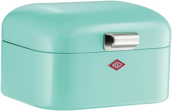 Wesco Mini Grandy Brotkasten in der Farbe mint grün, pulverbeschichtetes Stahlblech, Lüftungslöcher