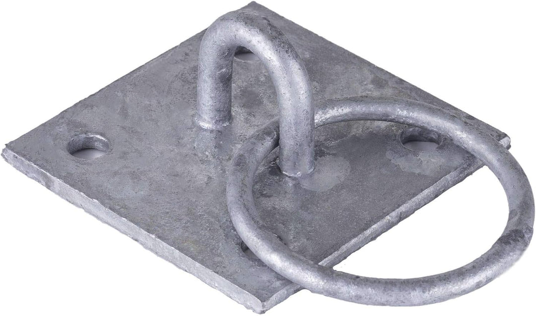 4 x Anbindering Ø 68 mm mit quadratischer Ösenplatte 100 x 100 mm feuerverzinkt aus Stahl – Robuster