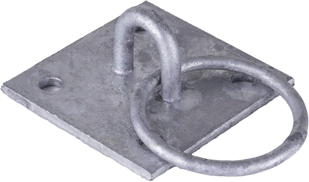 2 x Anbindering Ø 68 mm mit quadratischer Ösenplatte 100 x 100 mm feuerverzinkt aus Stahl – Robuster
