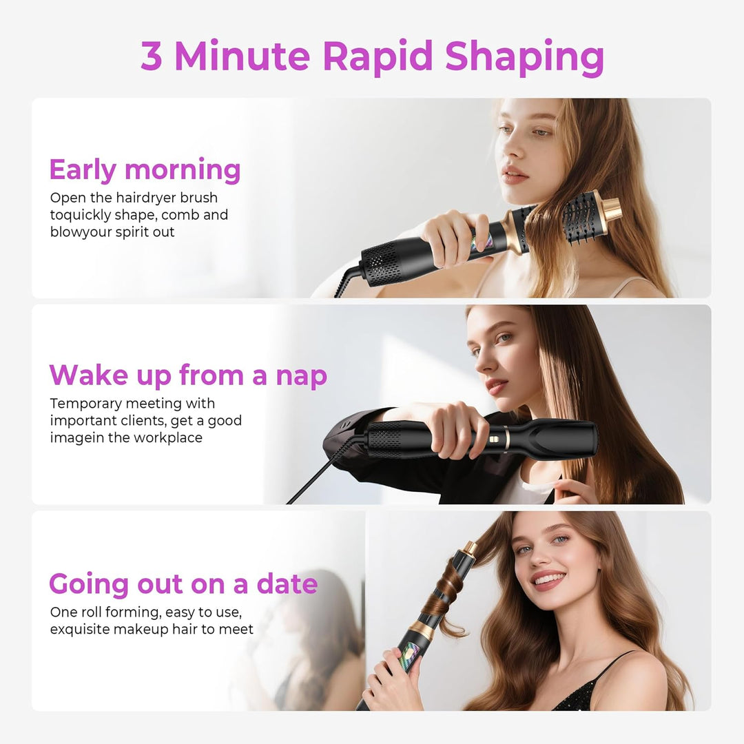 Neue Airstyler 5 in 1 Hairstyler Set, Ionen Föhnbürste mit 30mm Warmluft-Lockenstab | 1000W Haartroc