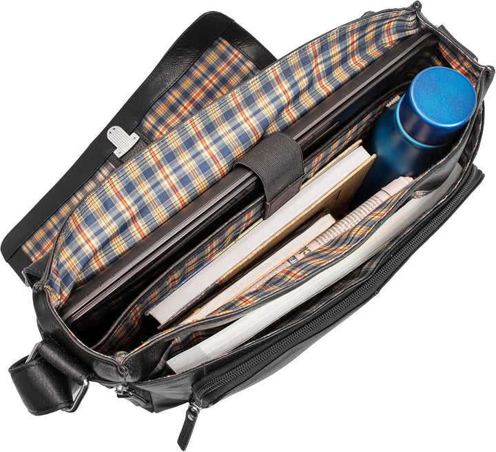Marc Peter® Bergen leder Umhängetasche für Herren Damen | 15.6 Zoll Laptoptasche | Aktentasche aus e