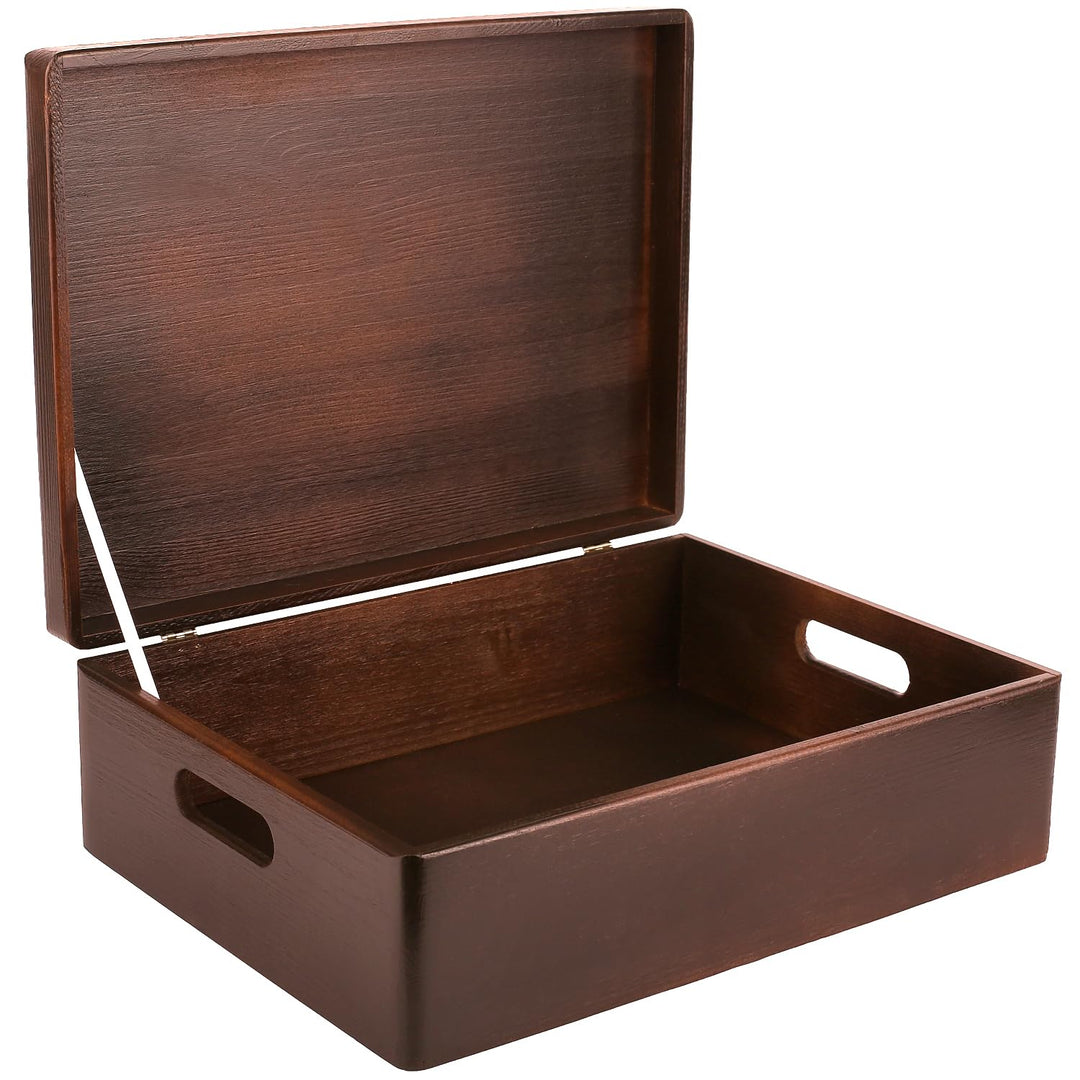 Creative Deco XL Braun Grosse Holzkiste mit Deckel | 40 x 30 x 14 cm (+/- 1 cm) | Erinnerungsbox Bab
