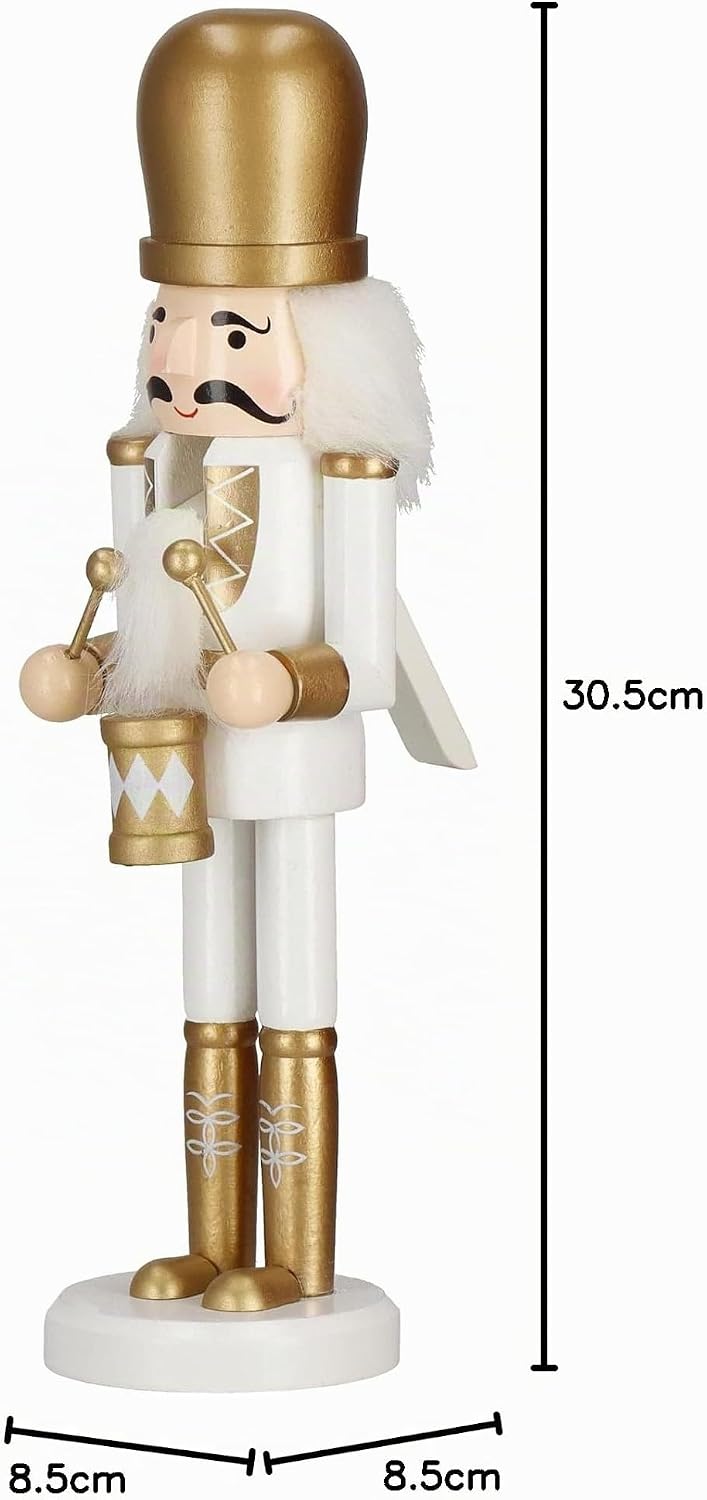 SPRINGOS Dekofigur Nussknacker Figur aus Holz Soldat mit Trommler 30,5 cm Weihnachtsdekoration Holzf