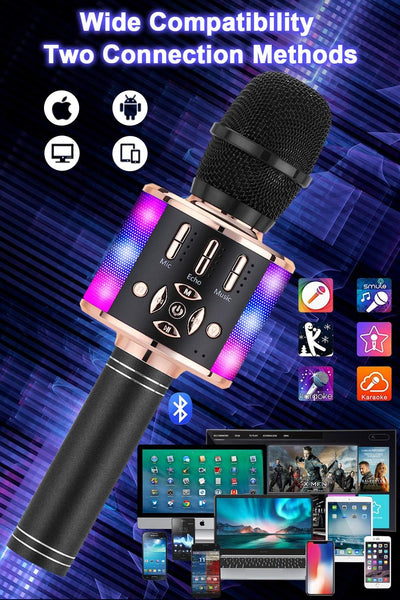 BONAOK Mikrofon für Kinder Drahtlos, Magic Sound Karaoke-Mikrofon, 4 in 1 Bluetooth Karaoke Maschine