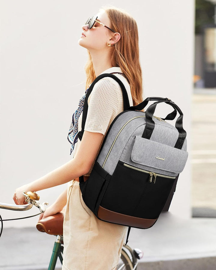 LOVEVOOK Rucksack Damen, 15,6 Zoll Schulrucksack Mädchen mit Laptopfach & USB Ladeanschluss, Wasserd