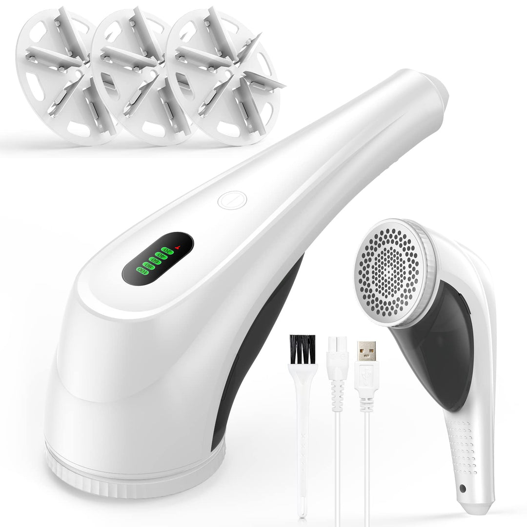 Fusselrasierer Elektrisch, Fusselentferner mit LED-Anzeige (0-100%) • 6-Klingen & 2 Höhenstufen • 20