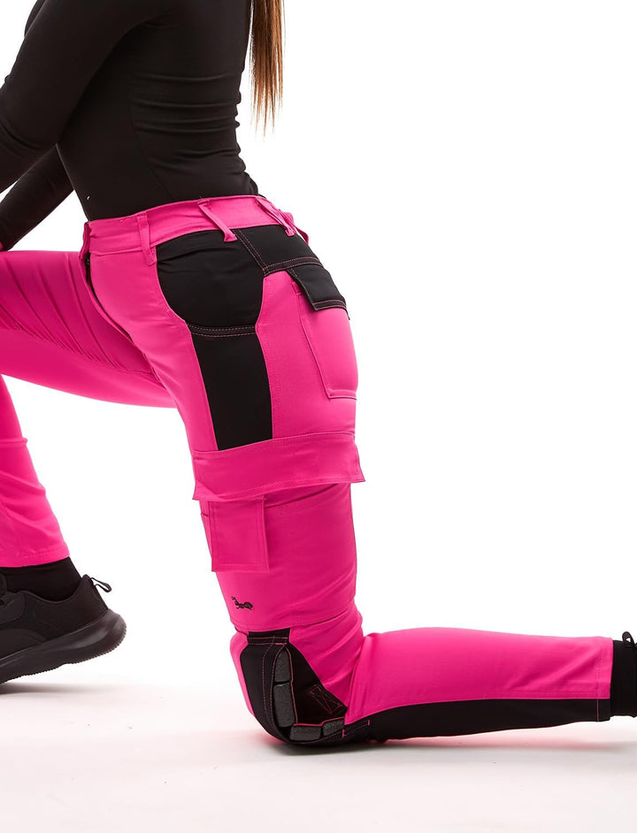 strongAnt Damen Arbeitshose komplett Stretch für Frauen Bundhose mit Kniepolstertaschen Schwarz Grau