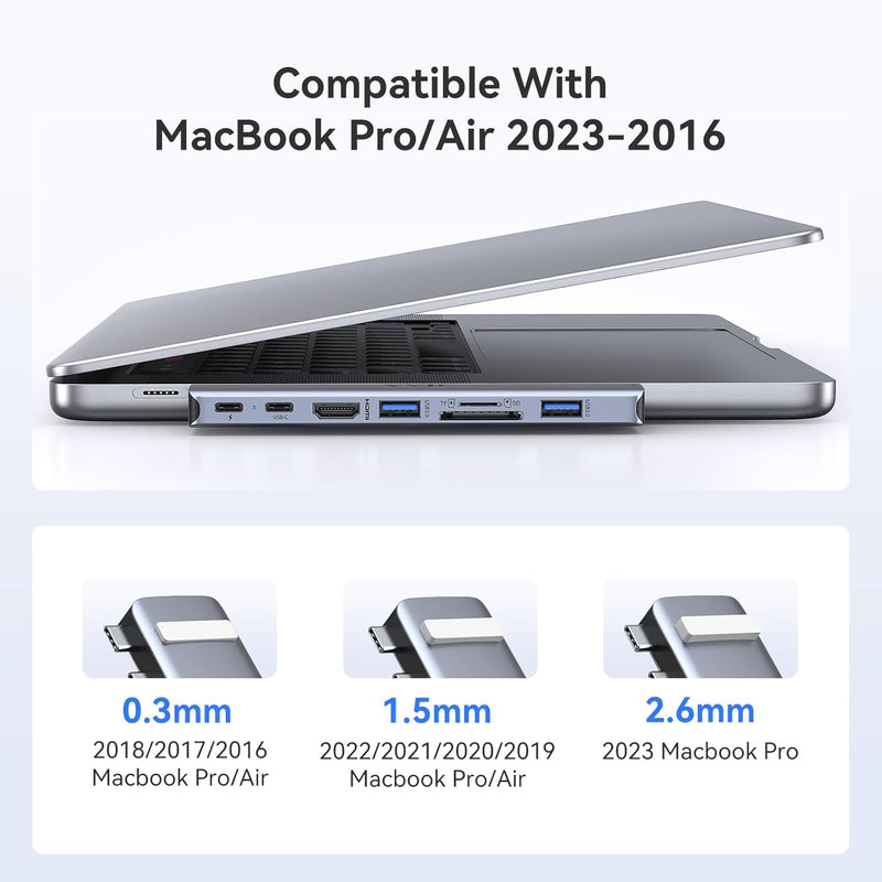 HODO USB C Adapter für MacBook Pro Air, MacBook Hub 8 in 2, MacBook Zubehör mit 4K HDMI,Thunderbolt