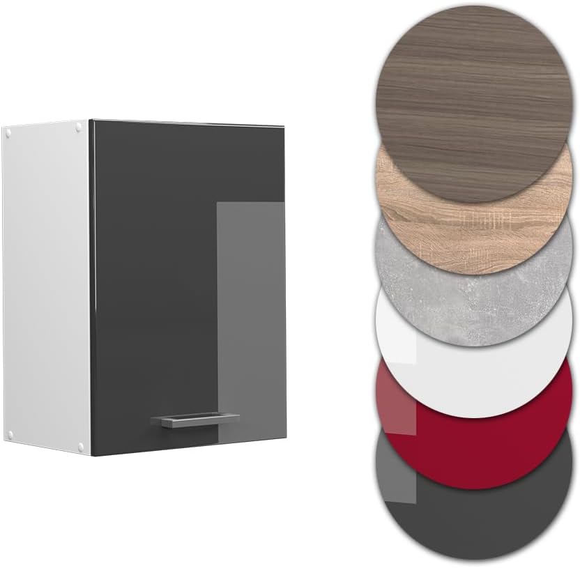 Vicco Hängeschrank R-Line, Anthrazit Hochglanz/Weiss, 45 cm Anthrazit Hochglanz Hängeschrank 45cm, A