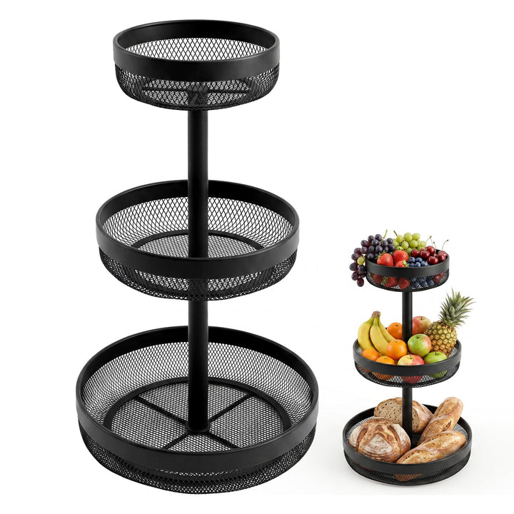 Obst Etagere Obstetagere/Brotkorb, Obstkorb Etagere aus Metall, 3-stöckige | Elegante Runde Obstscha