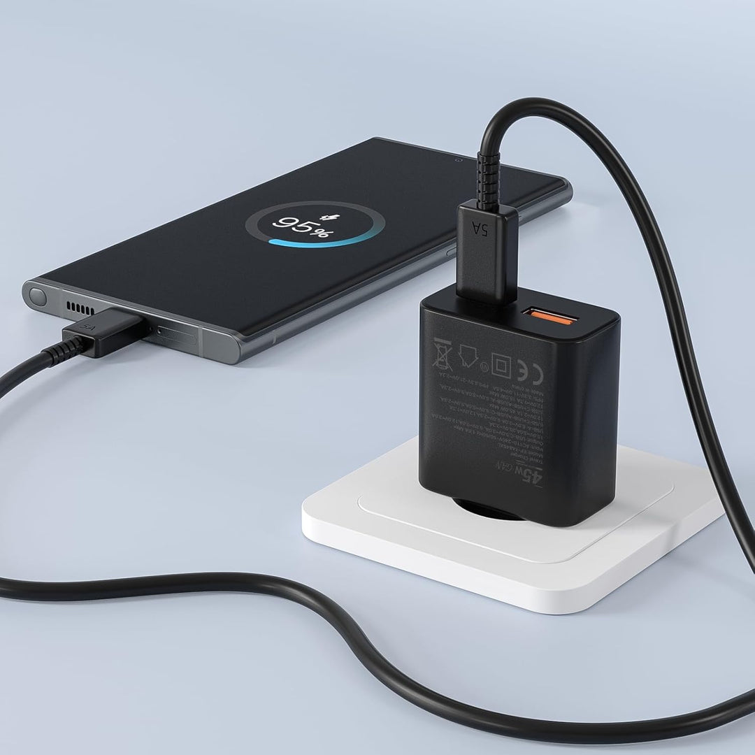 Schnellladegerät Ladeadapter netzteil 45W USB Typ-C 18W USB Typ-A Ladegerät （Schwarz 1 Stück）für:iPa