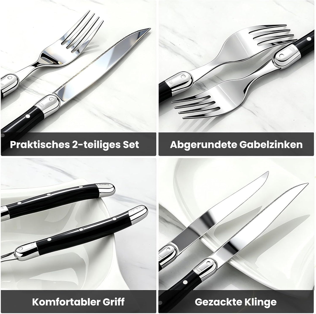 Besteck Set 6 Personen,12-tlg Steakbesteck,Edelstahl Besteckset,Cutlery Set mit 6 Steakmesser und 6