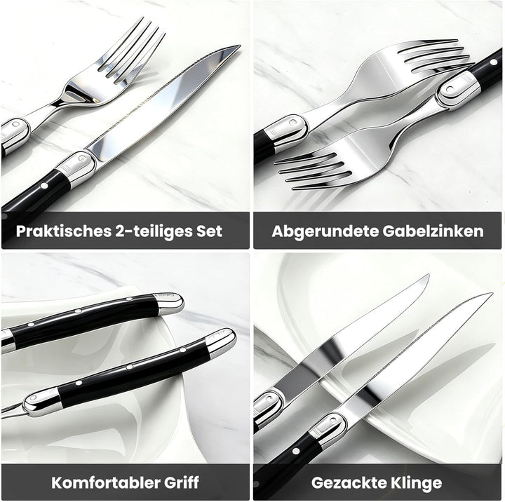 Besteck Set 6 Personen,12-tlg Steakbesteck,Edelstahl Besteckset,Cutlery Set mit 6 Steakmesser und 6