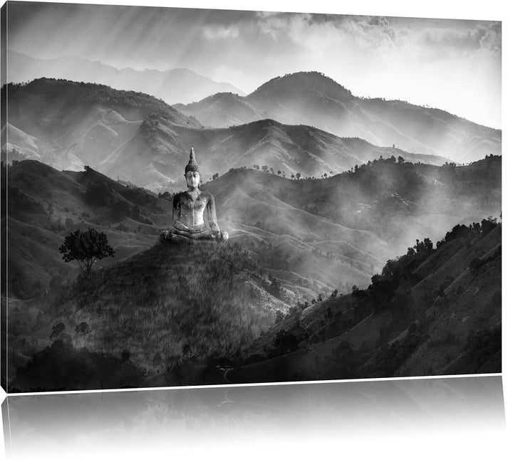 Pixxprint Buddha als Leinwandbild/Grösse: 100x70 / Wandbild/Kunstdruck/fertig bespannt, 100x70