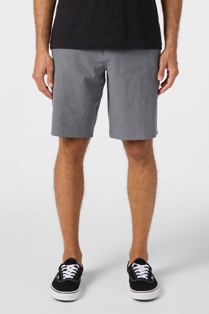 O'Neill Herren Boardshorts Locked Stripe Hybrid Short 28W x 9L Meliert, Grau, 28W x 9L Meliert, Grau