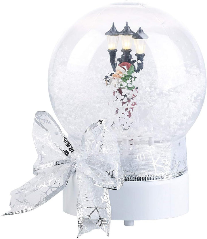 infactory Schneekugeln: Schneekugel mit singendem Weihnachtsmann, berührungsaktiv, LED-Laterne (Schn