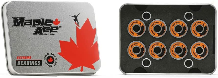 MAPLE ACE TURBO Skateboard Kugellager Orange, mit Spacers (8 Pack)