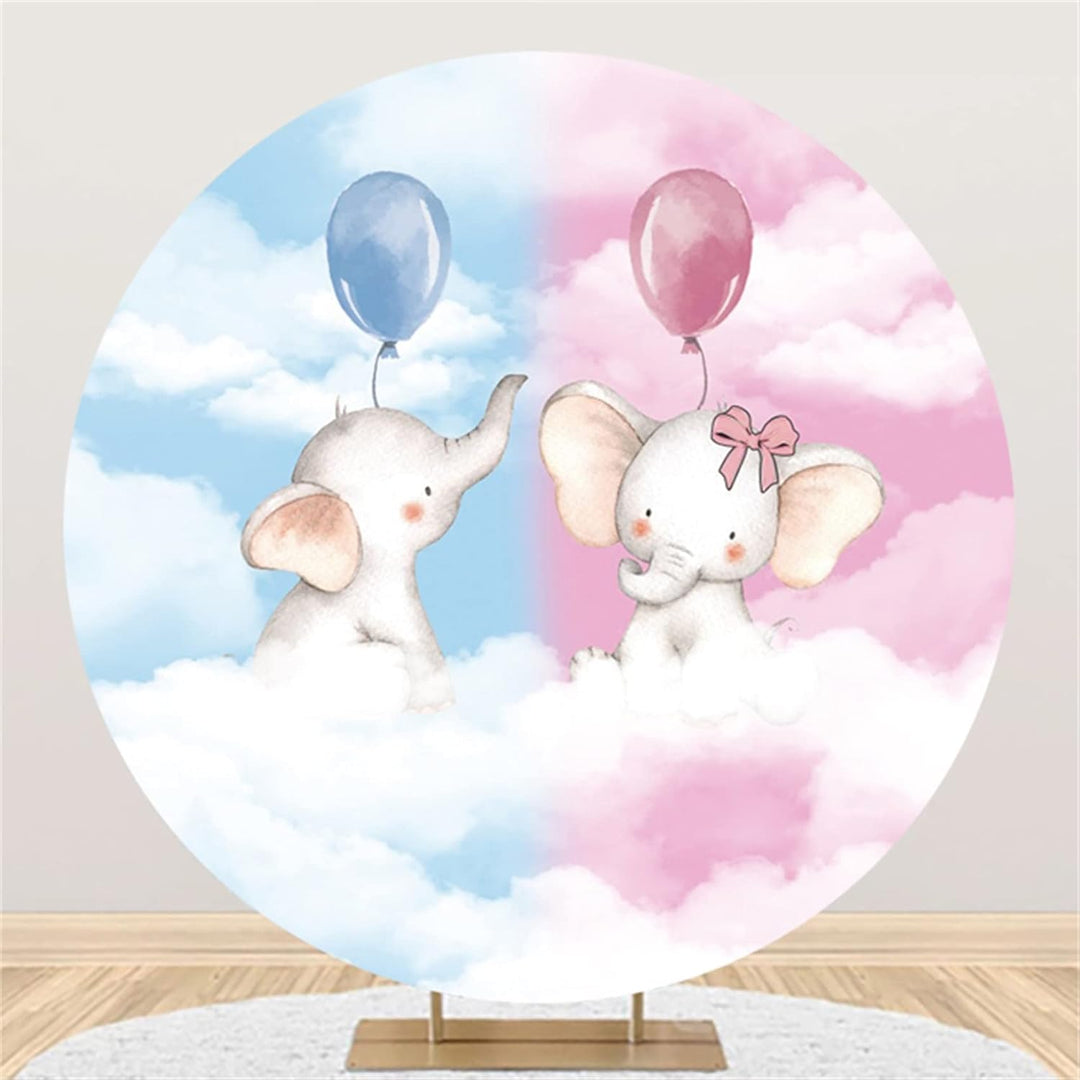 Renaiss 2x2m Elefant Geschlecht Reveal Runde Kulisse Rosa Blau Himmel Wolke Kreis Hintergrund Abdeck