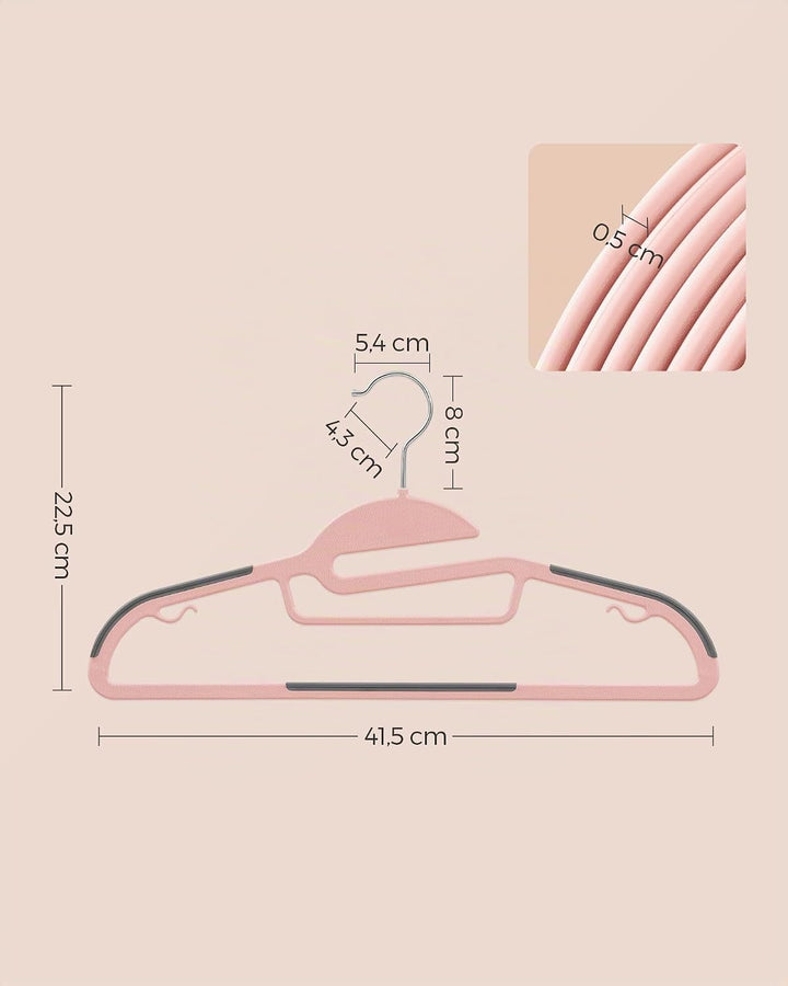 SONGMICS Kleiderbügel Kunststoff, 20er Set, Bügel mit U-förmiger Öffnung, platzsparend, 0,5 cm dick,