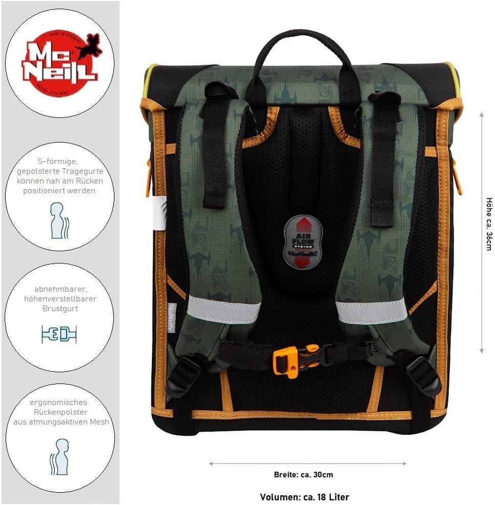 Familando - McNeill Teneris Schulranzen Set - 10-teilig mit Schultüte - Star Wars Mandalorian - Ergo
