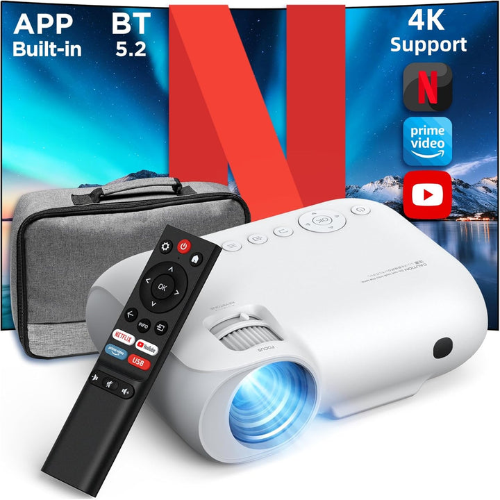 Beamer 4K【Official Netflix & Dolby Audio】 15000 Lumen Zoom/Trapezkorrektur WiFi Bluetooth Beamer Ful