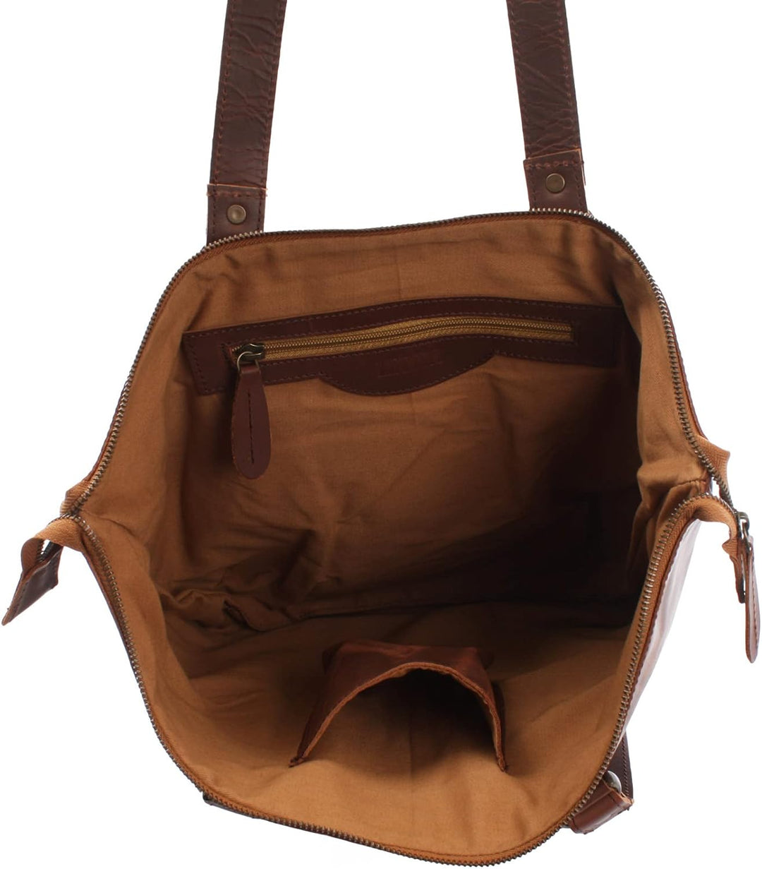 LECONI Shopper gross Henkeltasche Damentasche Rindsleder vintage Ledertasche Damen Schultertasche 38