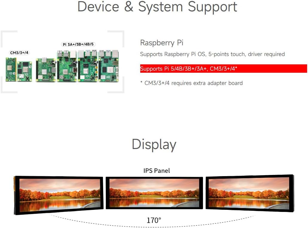 Waveshare 7.9inch IPS Control Panel with Capacitive Touch Panel Compatible with Raspberry Pi 4B/3B+/