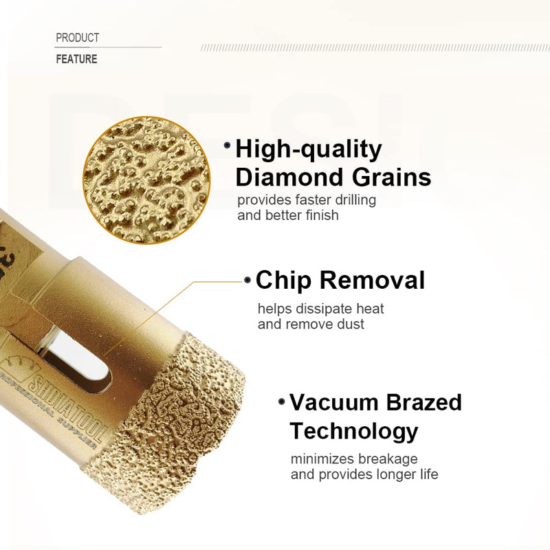 SHDIATOOL Diamantbohrer, 110 mm, Vakuum-geschweisst und Bohrkronen mit Gewinde M14 für Trockenbohren