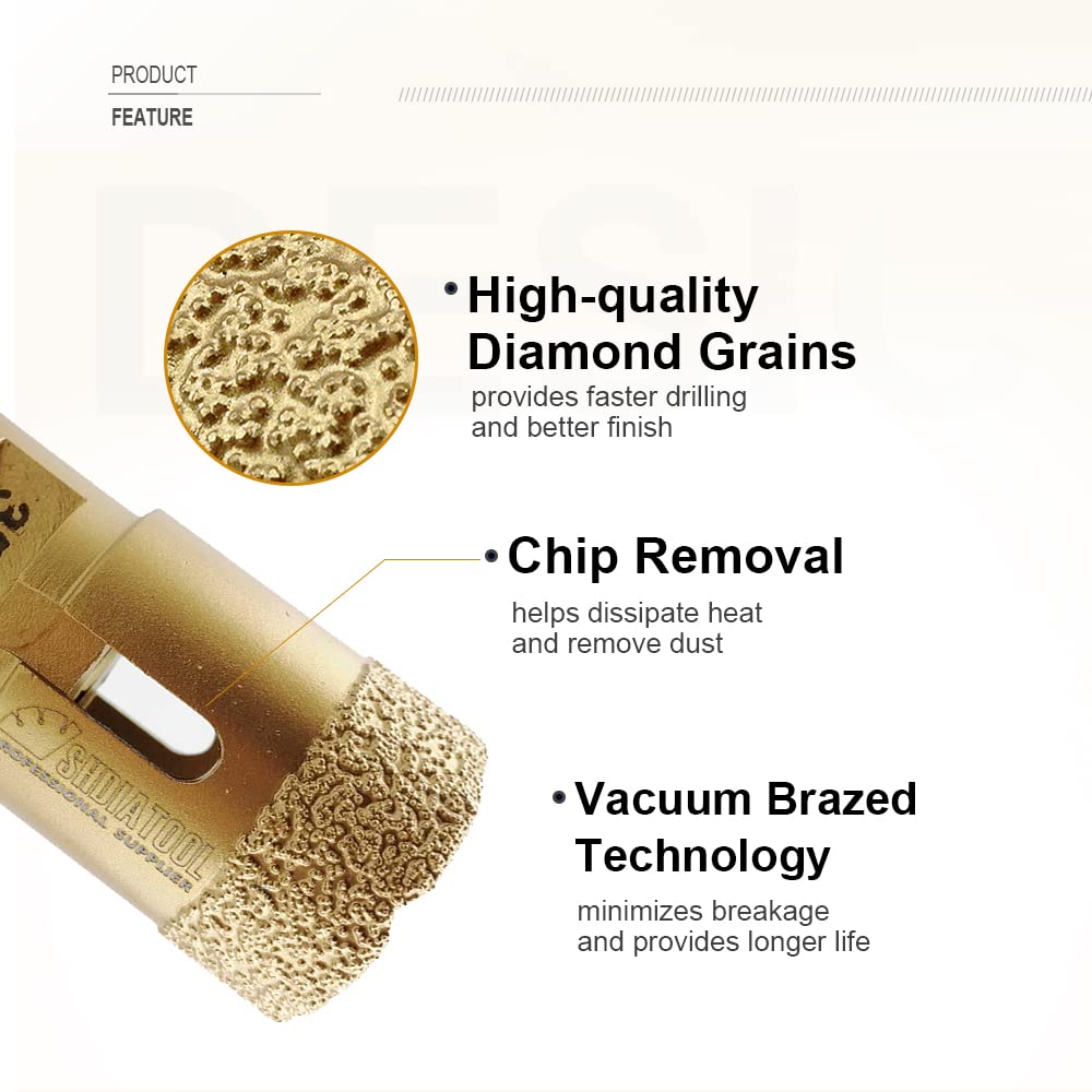 SHDIATOOL Diamant-bohrkrone 25/35/50/68mm für Porzellan Fliese Granit Marmor Trockenbohren, 25/35/50