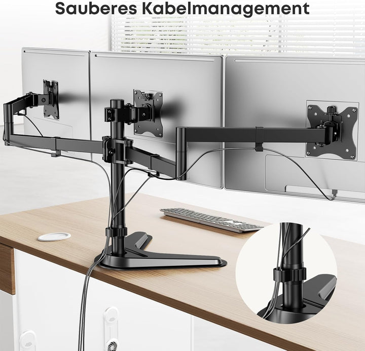 Putorsen Monitorhalterung für 3 Monitore bis 27 Zoll - Schwere, voll verstellbare Tischhalterung mit