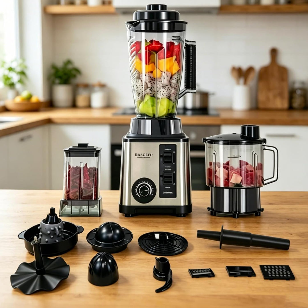 8-in-1 Multifunktions-Mixer, Tischmixer mit 2L & 3L Behälter, Standmixer Hochleistungsmixer, 15 Gesc