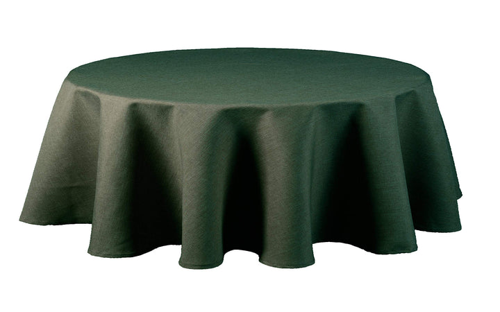 Textil Tischdecke - Leinen Optik - wasserabweisend oval (dunkelgrün, oval 160x260) Dunkelgrün oval 1