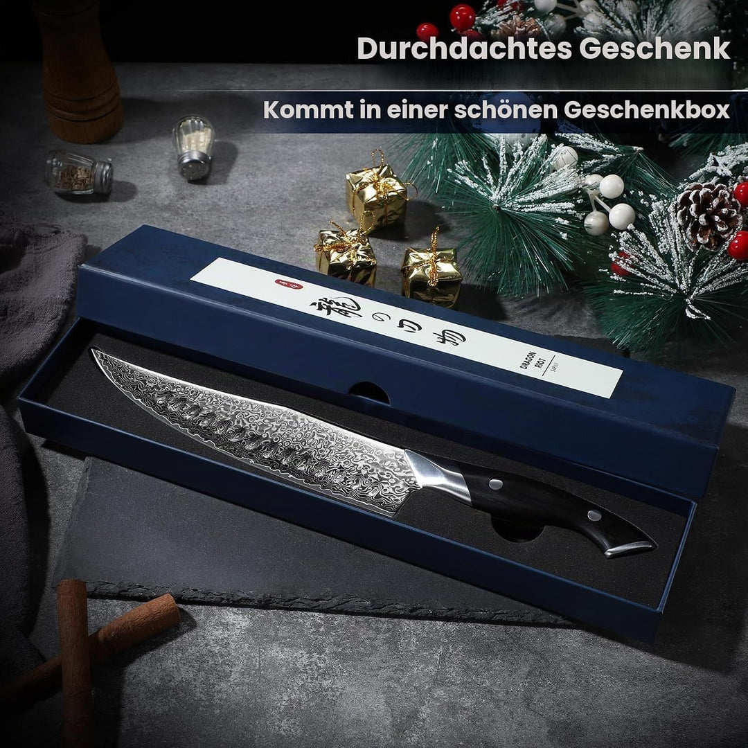 DRAGON RIOT Damastmesser, Japanisches Kochmesser profi Messer, Damast Küchenmesser mit ergonomischem