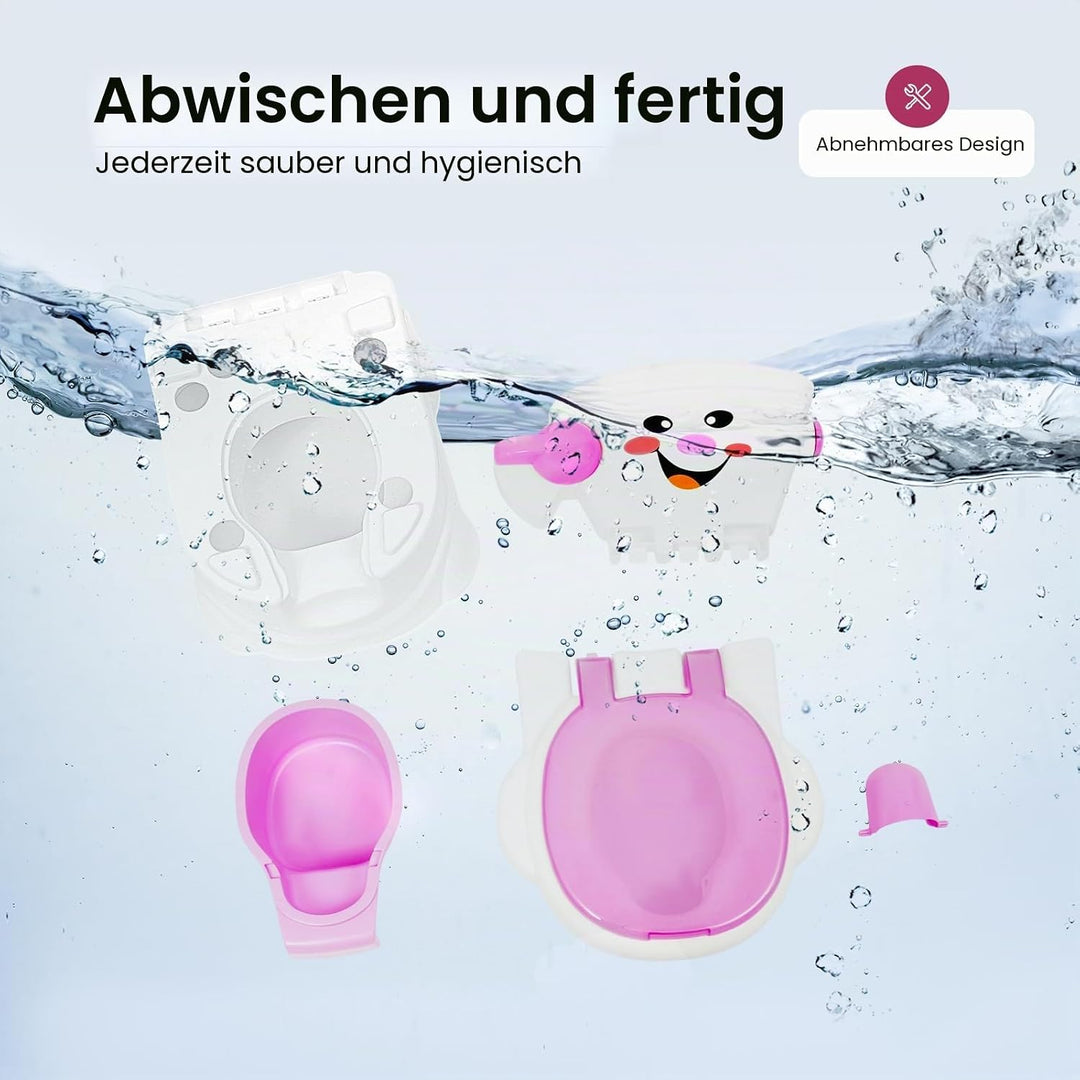 2in1 Kindertoilette Töpfchentrainer mit Rückenlehne, abnehmbarem Auffangbehälter und Toilettenpapier