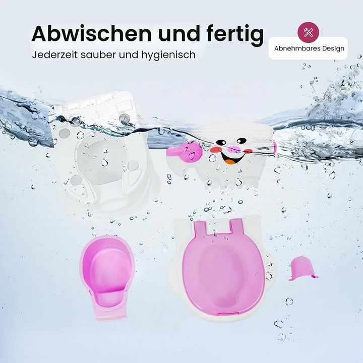 2in1 Kindertoilette Töpfchentrainer mit Rückenlehne, abnehmbarem Auffangbehälter und Toilettenpapier