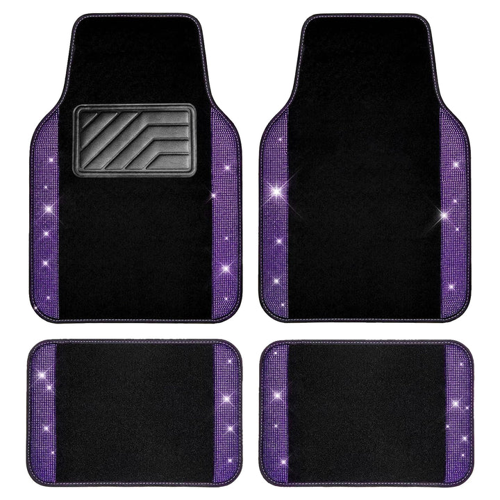 CAR PASS Auto-Bodenmatte mit Strasssteinen, glitzernd, glitzernd, wasserdicht, rutschfest, PVC-Ferse